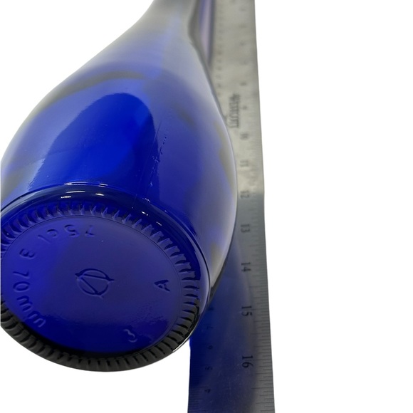 Collectible Vintage Cobalt Blue Glass Bottle - 16.5” Tall, 3” Base - Picture 5 of 10